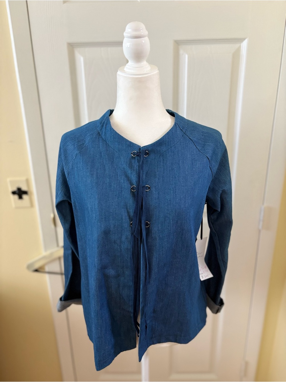 Pascline Paris Blue Denim-Style Lace-Up Jacket